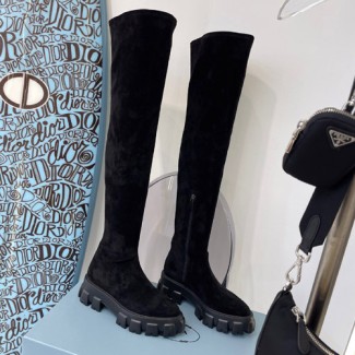 프라다 여성용 롱 부츠 F0816 스웨이드
