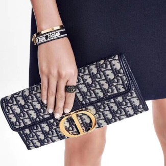 디올 자카드 패브릭 30 몽테뉴 클러치 백 M9206네이비