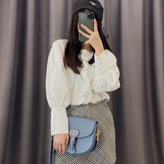 디올 가죽 DIOR BOBBY 미디엄 백 M9319 하늘색