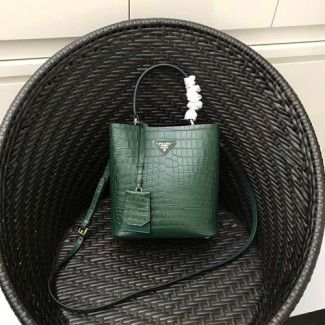 프라다 악어무늬 더블백 1BA212 그린