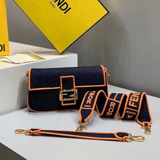 펜디 블루 데님 바게트백 8BR771 오렌지