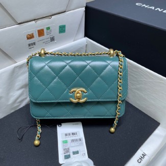 샤넬 골드볼 스몰 플랩 체인백 AP2615 카프스킨 청록