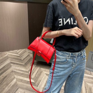 발렌시아가 아워글래스 탑 핸들 백 S 593546 레드 로고