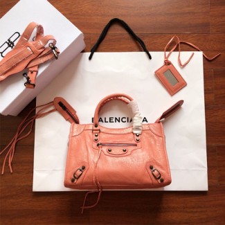 발렌시아가 클래식 미듐 시티백 432831 핑크 메탈