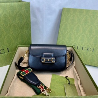 구찌 홀스빗 1955 미니 백 658574 가죽 블랙