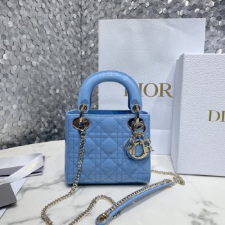 디올  미니 레이디백 M0505 에나멜 블루