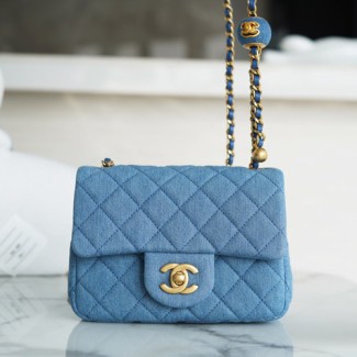  샤넬 골드볼 쁘띠삭 AS1786 데님