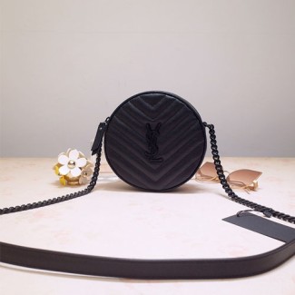 입생로랑 라운드 카메라백 610436 블랙 메탈