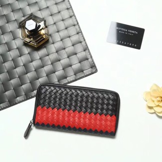 보테가 신상 지퍼 장지갑 V85352 블랙&레드