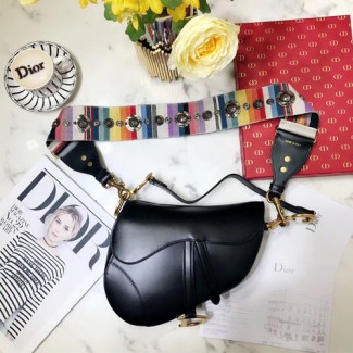 디올 미듐 가죽 새들백 M0446 블랙