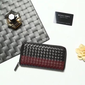 보테가 신상 지퍼 장지갑 V85352 블랙&버건디