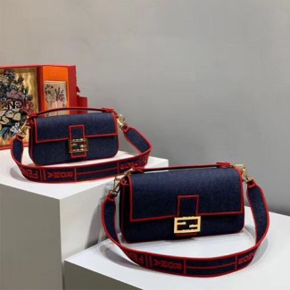 펜디 블루 데님 바게트백 8BR771 레드