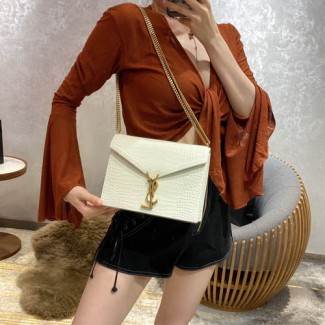 입생로랑 카산드라 숄더백 532750 악어무늬 화이트