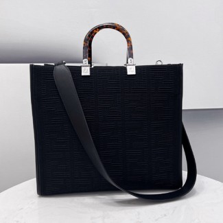 펜디 FF 패브릭 선샤인 미디엄 쇼퍼백 8BH386 블랙