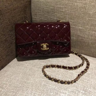 샤넬 CF20 에나멜 점보백 A1116 버건디 금장