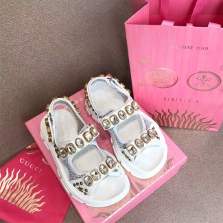 구찌 여성 메시 가죽 샌들 557471 화이트