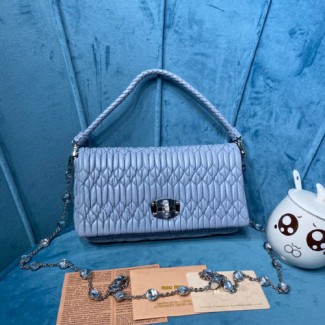 미우미우 크리스털 가죽 백 5BD417 블루