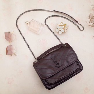 입생로랑 니키 스몰 체인 숄더백 533037 다크레드