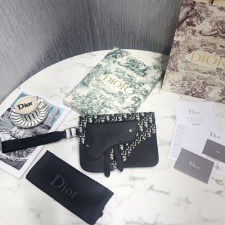 디올 남여공용 자카드 새들 클러치백 CA207 블랙