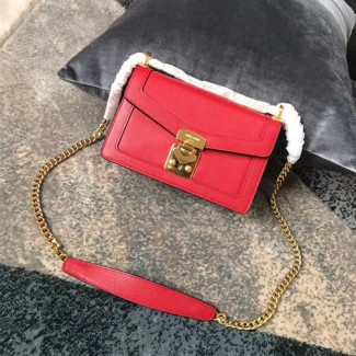 미우미우 컨피덴셜 마드라스 가죽 체인숄더백 5BD083 레드