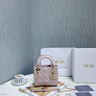 디올  레이디백 미니 M0505 핑크 금장