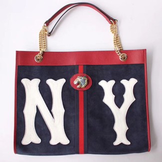 구찌 타이거 헤드 라지 토트백 537219 네이비