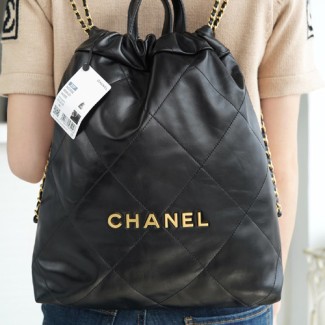 [팬더샵} 샤넬 22 퀼팅 탑핸들 체인 백팩 스몰 AS3859 블랙