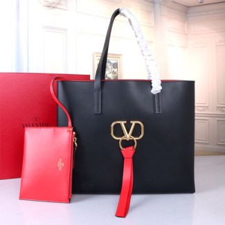 발렌티노 라지 사이즈 E/W VRING 쇼퍼백 RW0B0D90 블랙