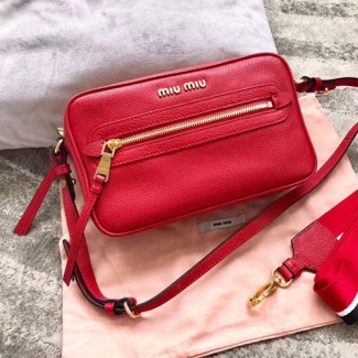 미우미우 가죽 카메라 숄더백 5BH116 레드