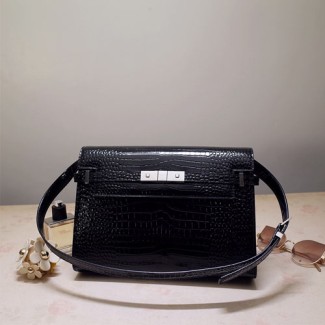 생로랑 맨하탄 숄더백 579271 악어무늬 블랙 은장