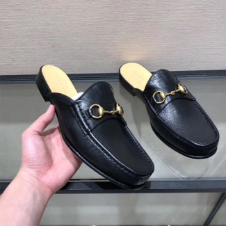 구찌 홀스빗 가죽 슬리퍼 523199 블랙