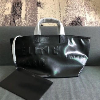 셀린느 빅사이즈 가죽 로고 숄더 쇼핑백 103098 미듐 블랙