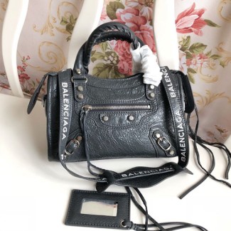 발렌시아가 클래식 미니 로고 스트랩 시티백 300295 그레이 화이트 로고