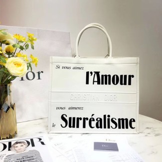 디올 프린트 송아지 가죽  토트백 M1286 화이트