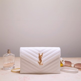 입생로랑 모노그램 엔벨로프 체인 숄더백 393953 화이트