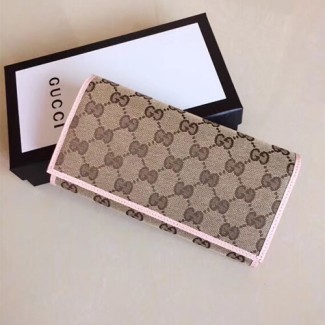 구찌 패브릭 플랩 장지갑 449393 핑크