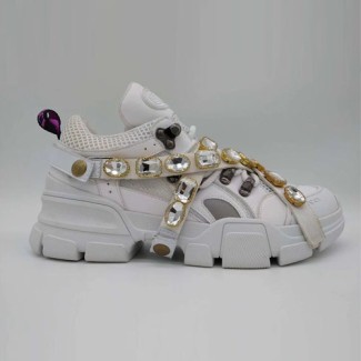 구찌 플래시트렉 탈착 가능한 크리스털 스니커즈 541445 화이트