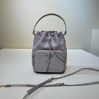 프라다 나일론 타조가죽 버킷백 1BH038-6