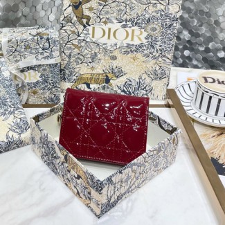 디올 미니 지갑 S0178 에나멜 레드