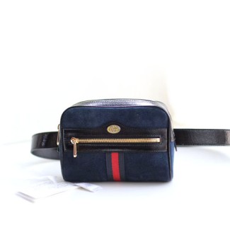 구찌 신상 슈프림 스몰 벨트 백 517076 스위이드 네이비