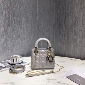 디올 레이디백 미니 M0505 실버 금장