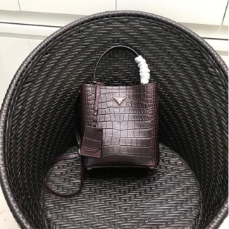 프라다 악어무늬 더블백 1BA212 버건디