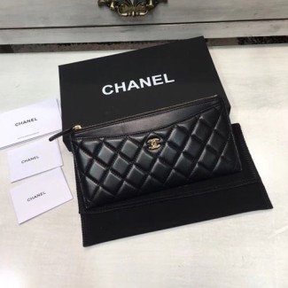 샤넬 스몰 포켓 클러치 A84108 램스킨 블랙 금장