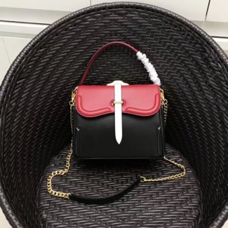 프라다 벨레 가죽 숄더백 1BN004 블랙&레드