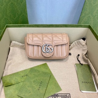 구찌 GG마몽 마틀라세 가죽 수퍼 미니 백 476433 누드