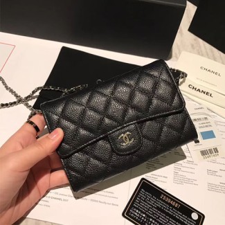 샤넬 클래식 체인 미니백 A84512 캐비어 블랙 은장