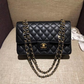샤넬 클래식 점보백 A1112 미듐 캐비어 블랙