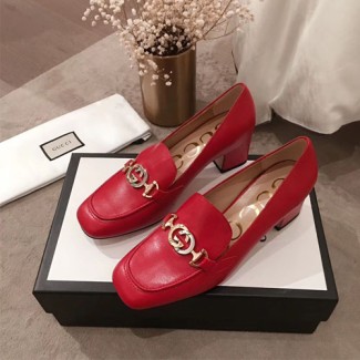 구찌 주미 가죽 미드힐 로퍼 575832 레드