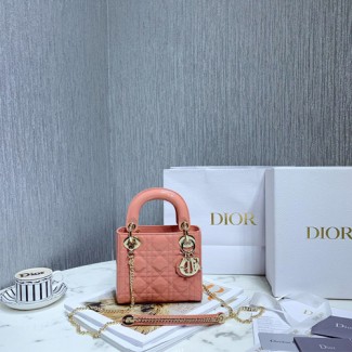 디올  미니 레이디백 M0505 에나멜 핑크 금장