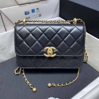샤넬 골드볼 미디엄 플랩 체인백 AP2649 카프스킨 블랙